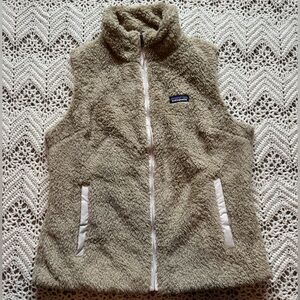 Patagonia Sherpa Tan Los Gatos Fleece Vest Collar Women’s Size Large Zip-Up